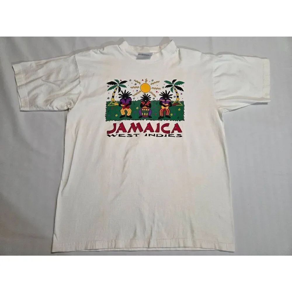ROYAL TEES JAMAICA WEST INDIES VINTAGE T SHIRT WHITE MENS SIZE LARGE REGGAE